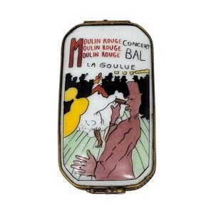 Limoges French Trinket Box Moulin Rouge Concert Bal La Goulue Guitar Clasp Rare